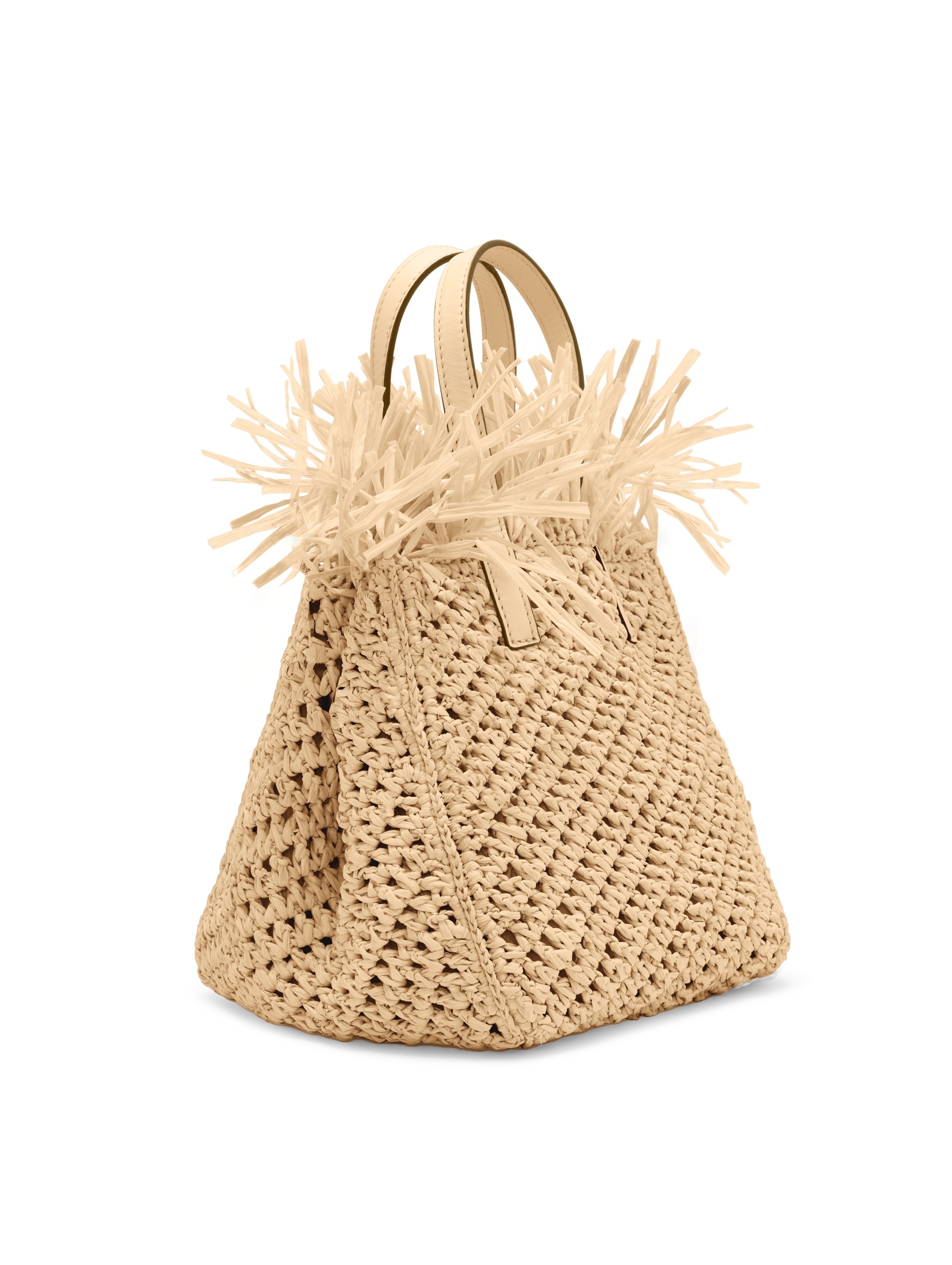 SMALL RAFFIA CROCHET SQUARE TOTE - 2