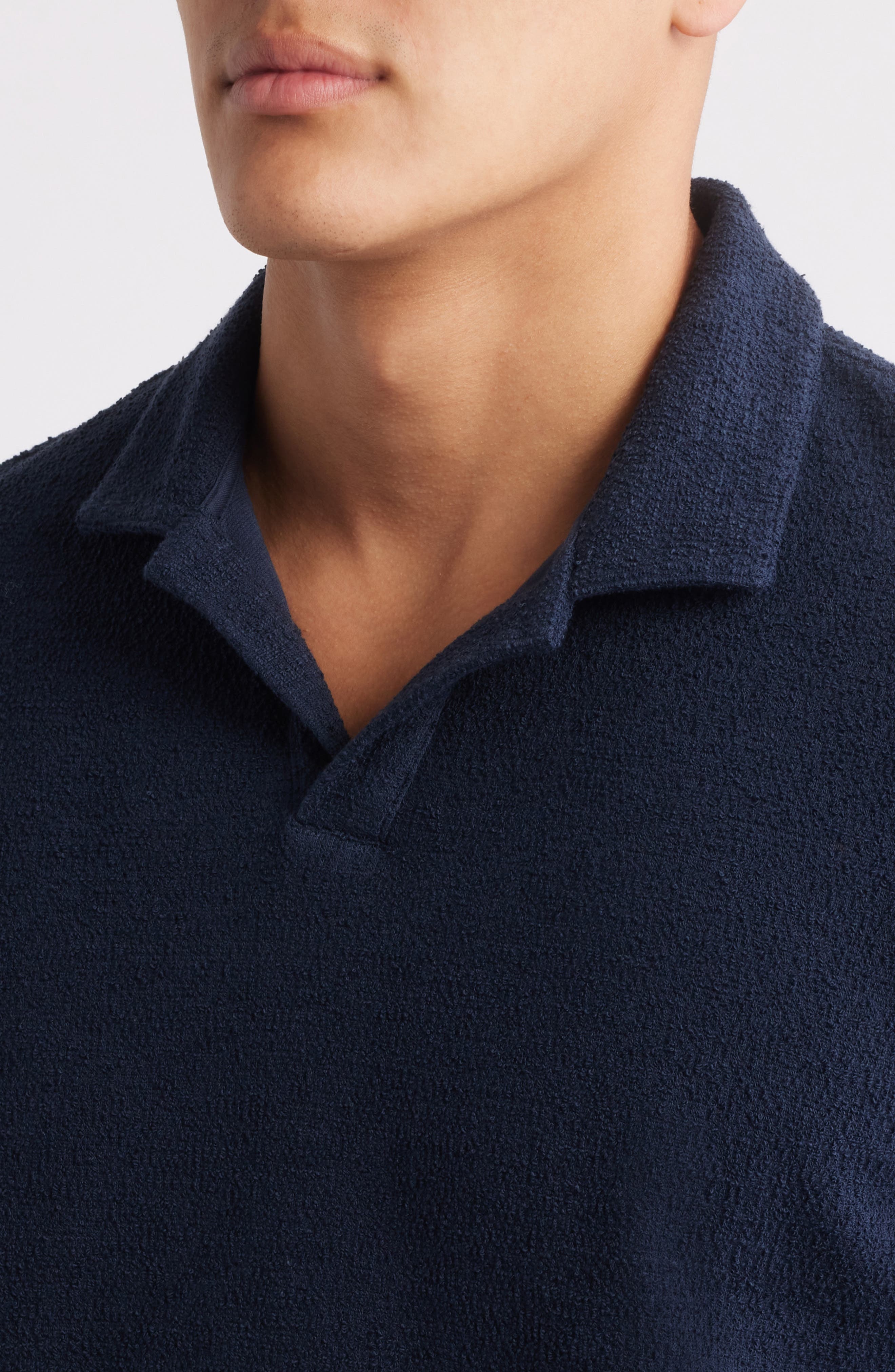 BOSS Pye Johnny Collar Cotton Polo in Dark Blue at Nordstrom - 4