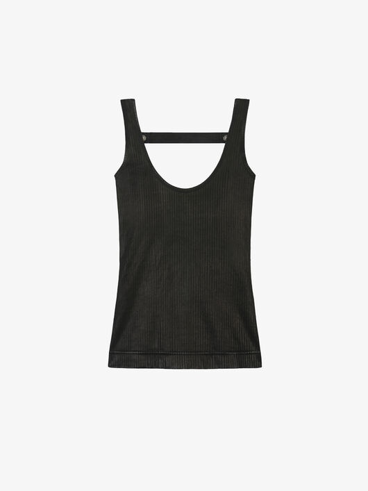 TANK TOP IN LEATHER WITH GRAPHIC BAND - 1