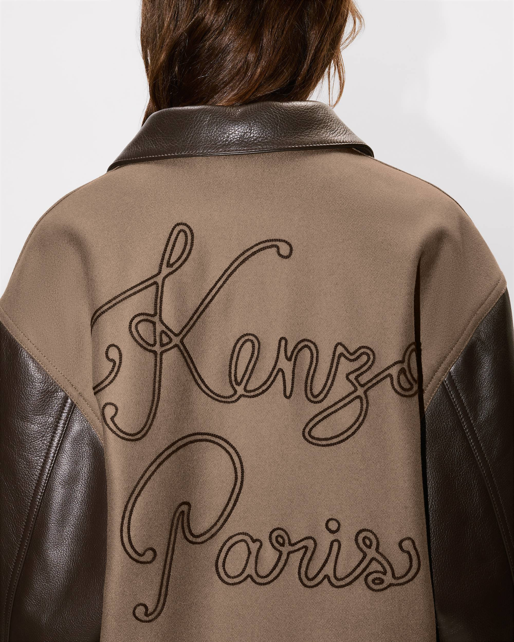 'KENZO Paris Chainstitch' genderless blouson in wool and leather - 8