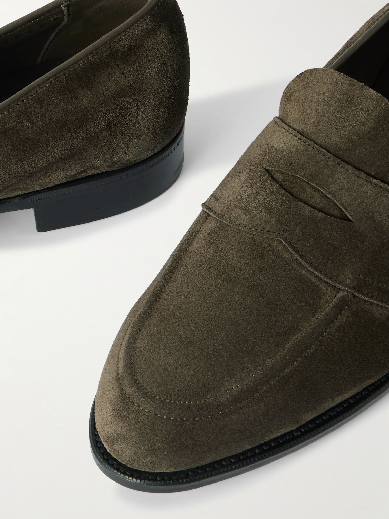 Piccadilly Suede Penny Loafers Green - 5