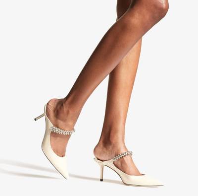 JIMMY CHOO Bing 65
Linen Patent Leather Mules with Crystal Strap outlook