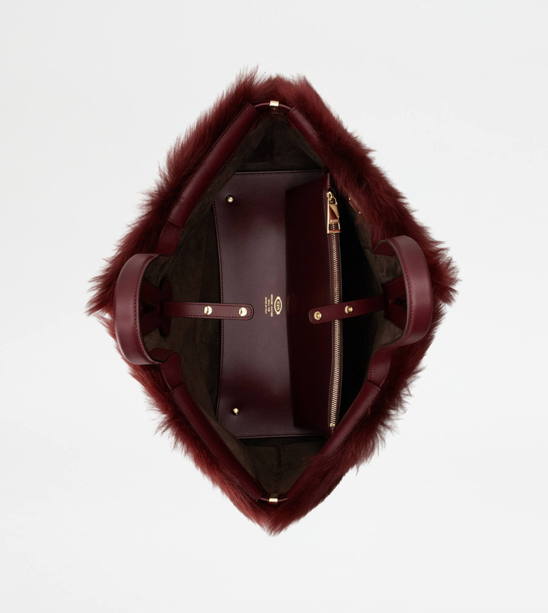TOD'S DI BAG FOLIO IN FUR MEDIUM-SMALL - BURGUNDY 5