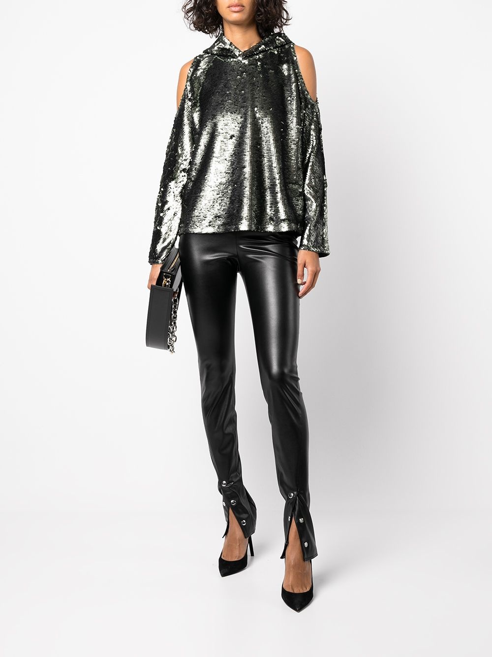 asymmetric cut-detail hoodie - 2