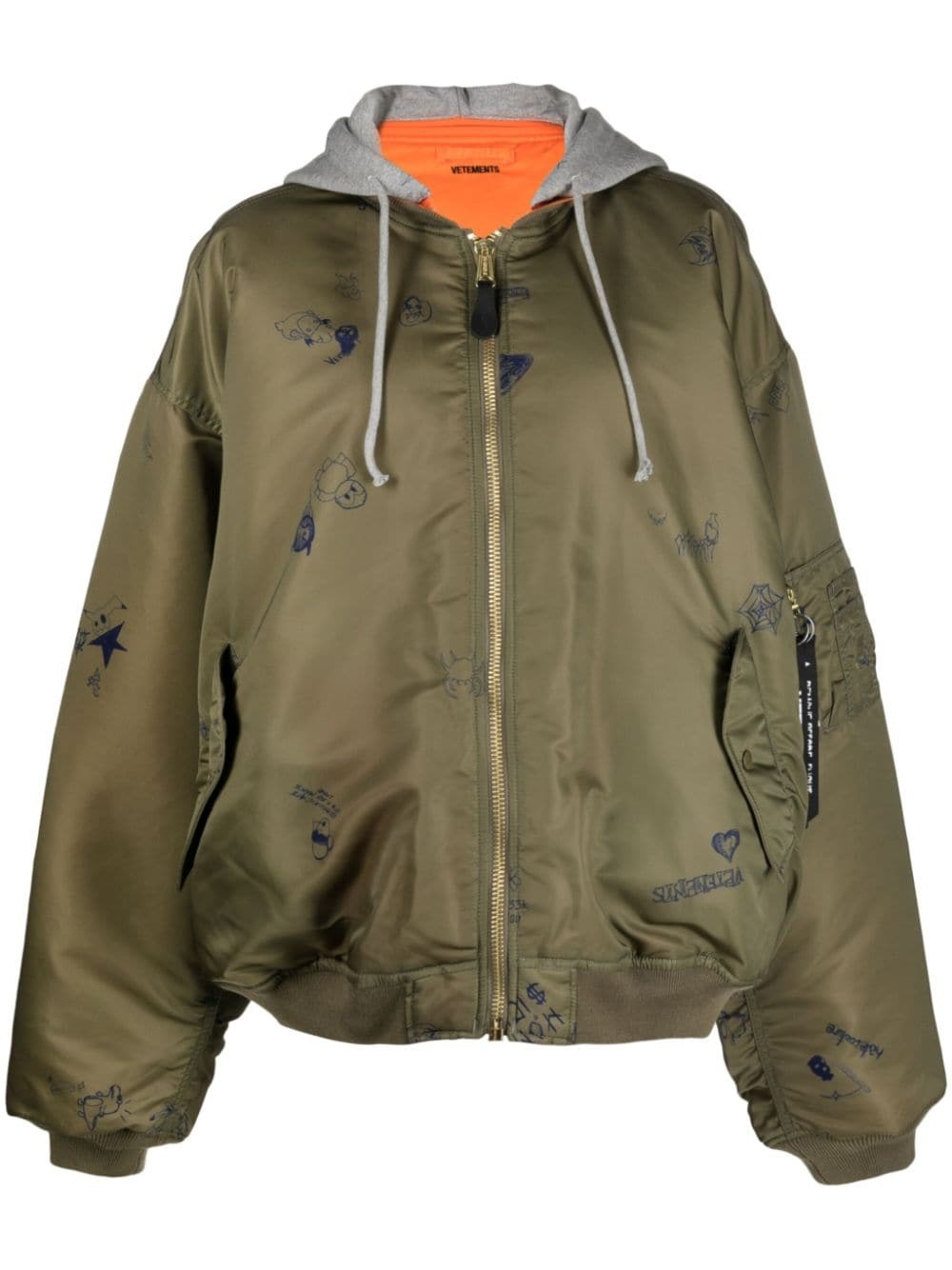 graphic-print hooded bomber jacket - 1