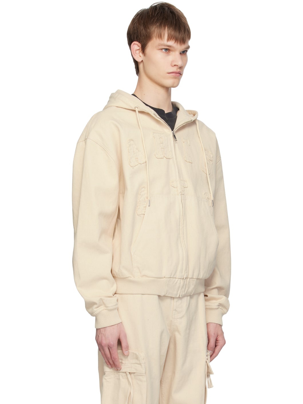 Beige Venice Denim Bomber Jacket - 2