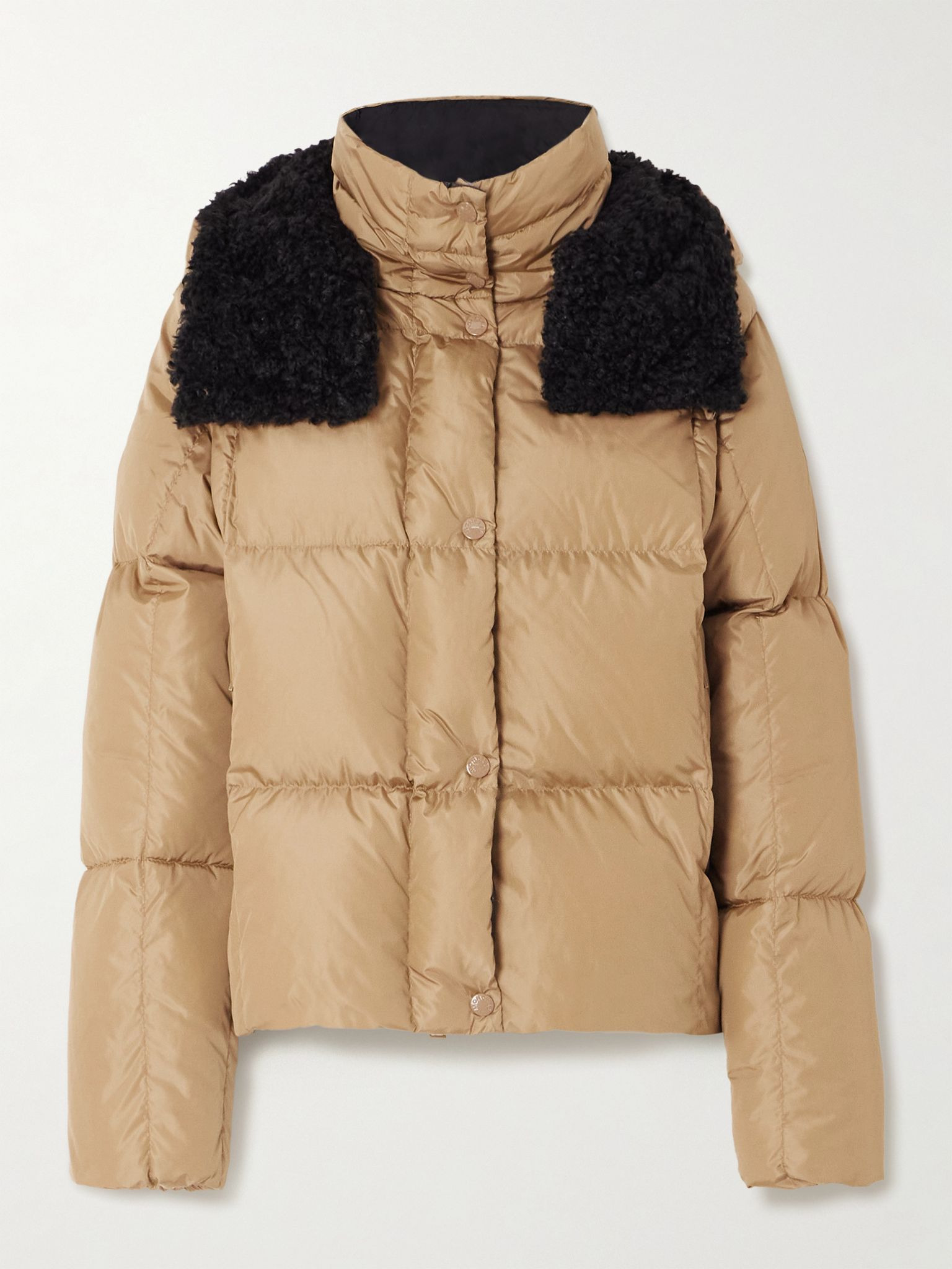 Castelnou appliquéd hooded fleece-trimmed shell down jacket Camel - 1