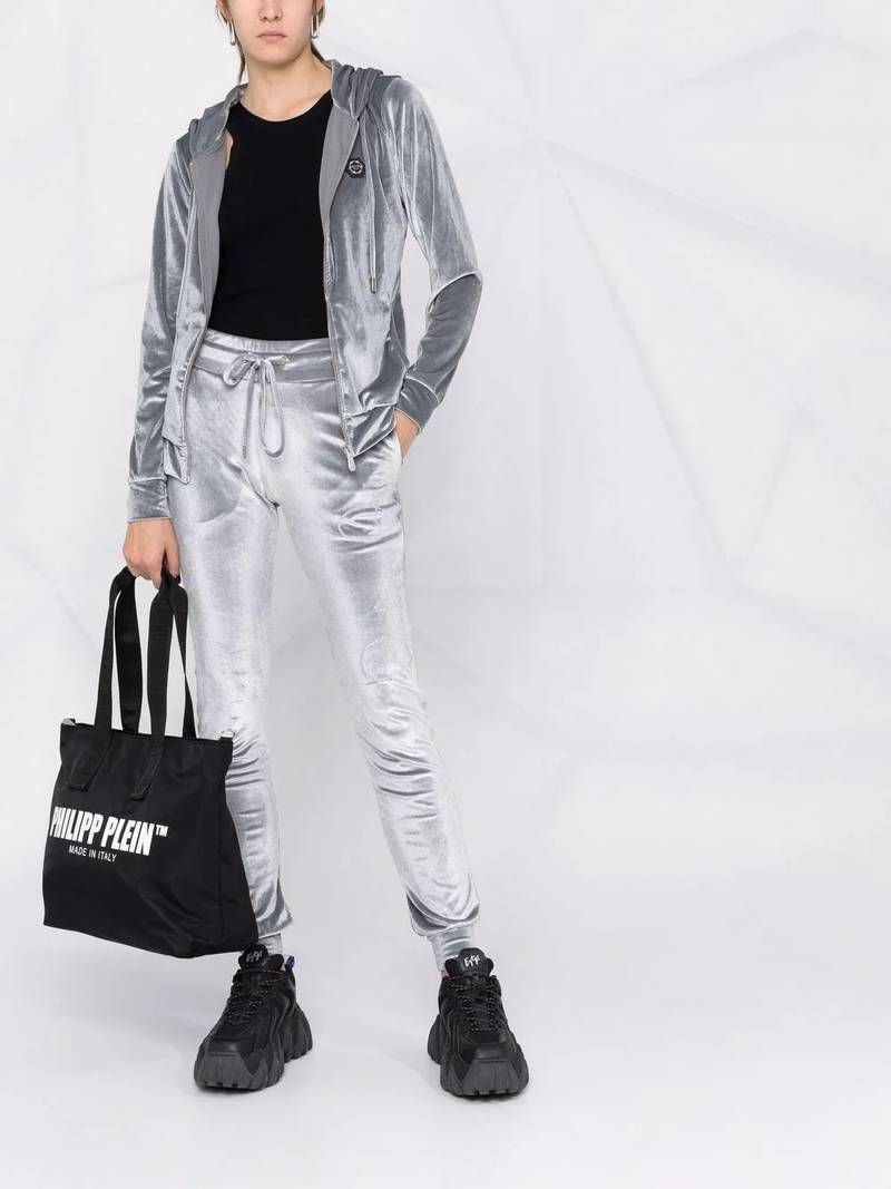 PHILIPP PLEIN logo-embellished velvet tracksuit outlook