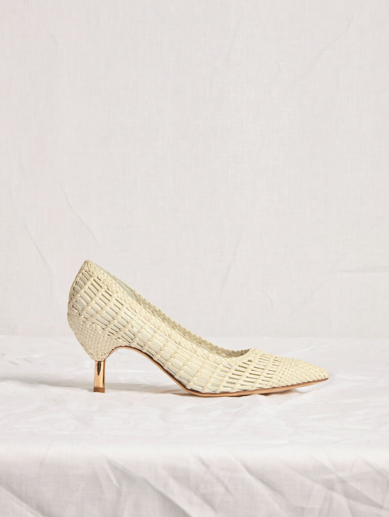 Andrea Braided Pump in Pearlized White Leather 4
