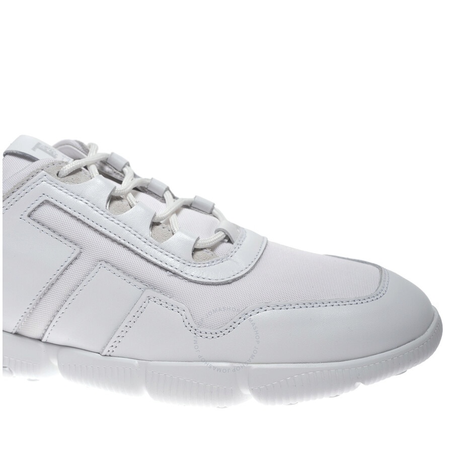 Tods Men's White Fabric And Leather Low-Top Sneakers - 4