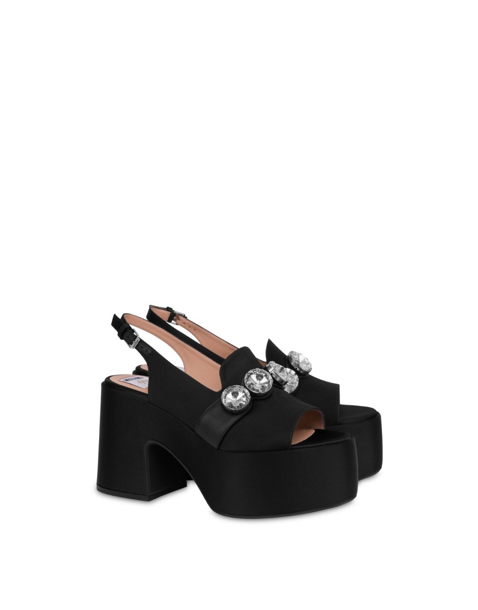 SATIN SANDALS WITH PLATFORM AND JEWEL STONES - 5