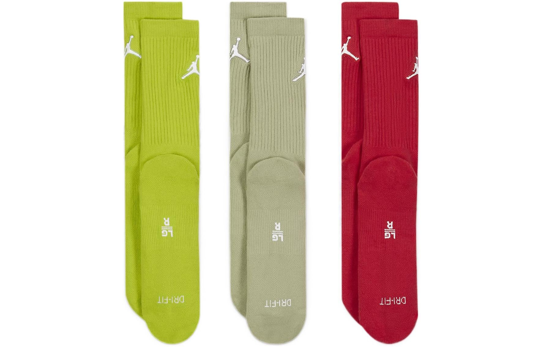 Air Jordan Everyday Max Crew Sports Socks 'Red Olive Green Grey' SX5545-300 - 3