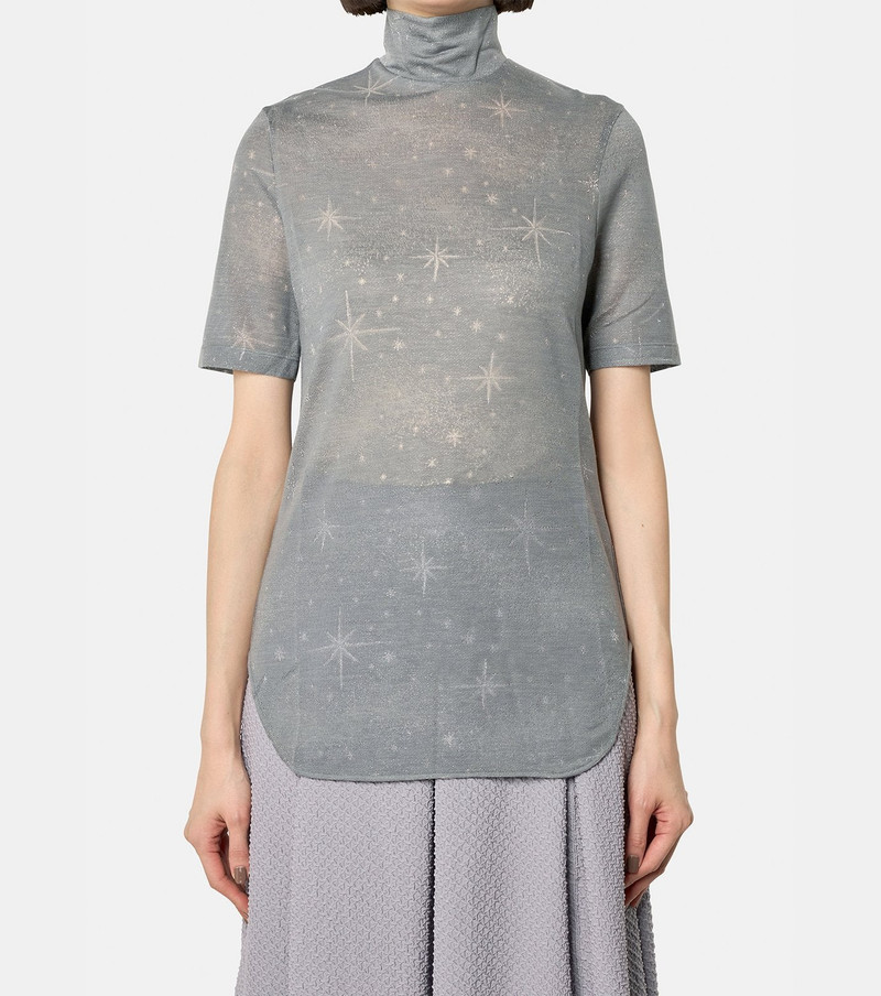 Mame Kurogouchi Starlight Jersey Highneck SS Top outlook