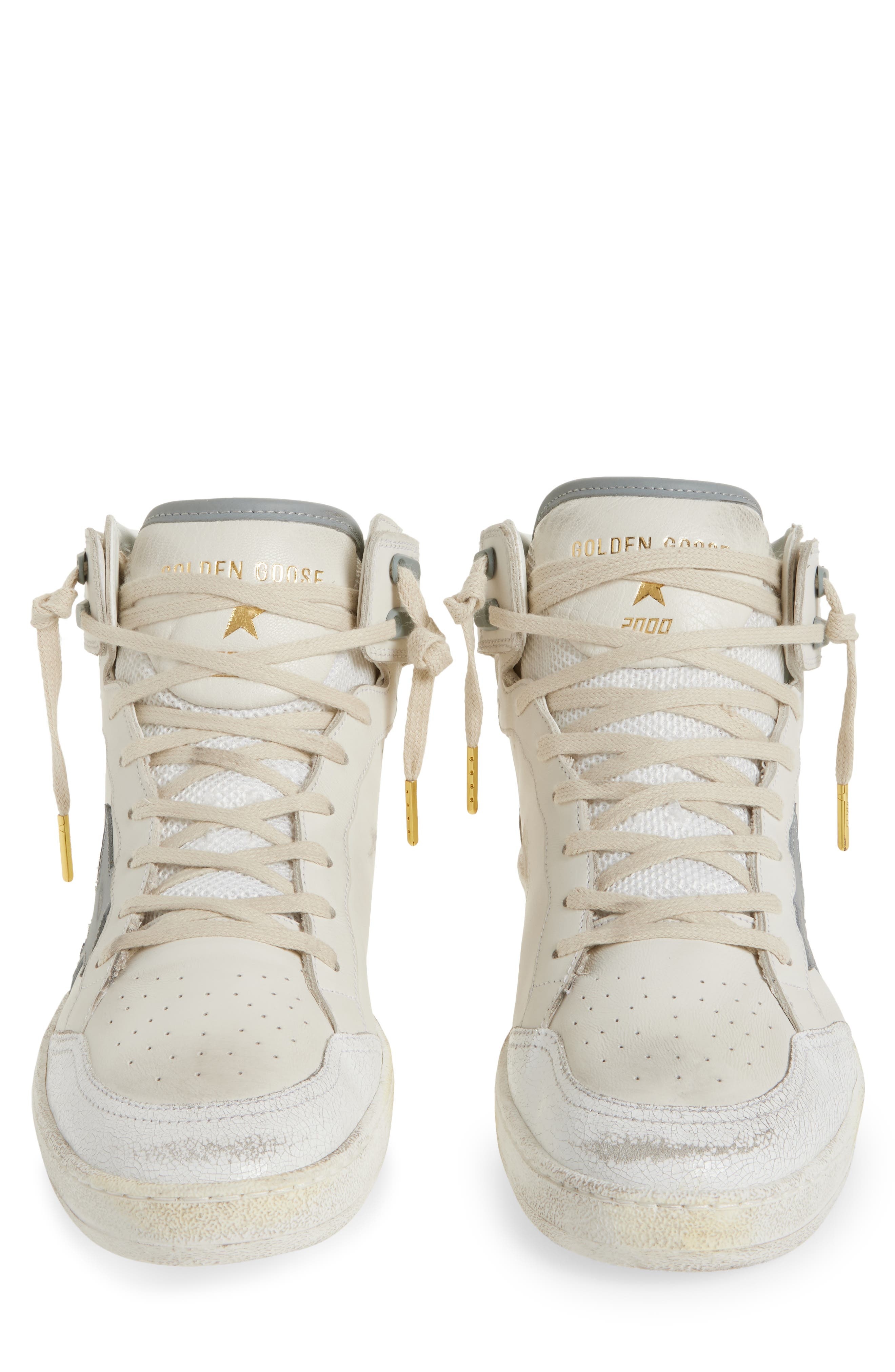 Golden Goose Sky-Star High Top Sneaker in White/Silver Blue/Beige at Nordstrom - 4