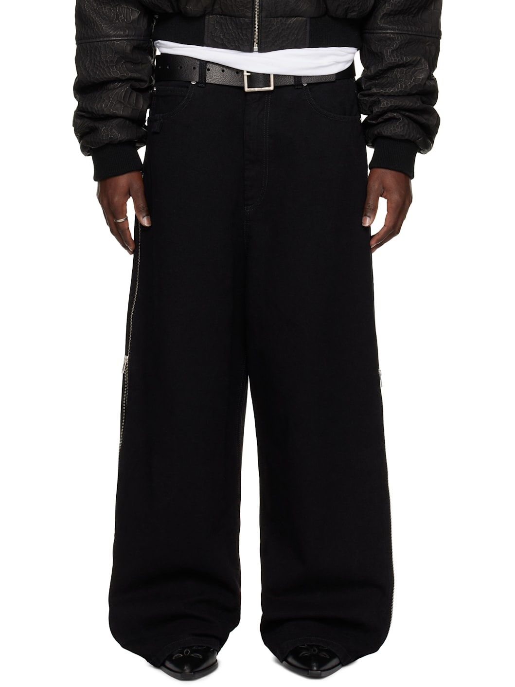 Black Side Zip Jeans - 1