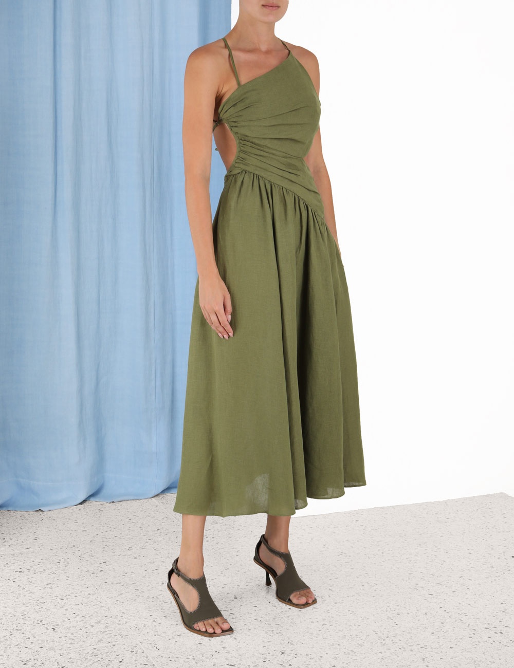 Zimmermann LAUREL ASYMMETRIC MIDI DRESS - 3109DLAUOLV
