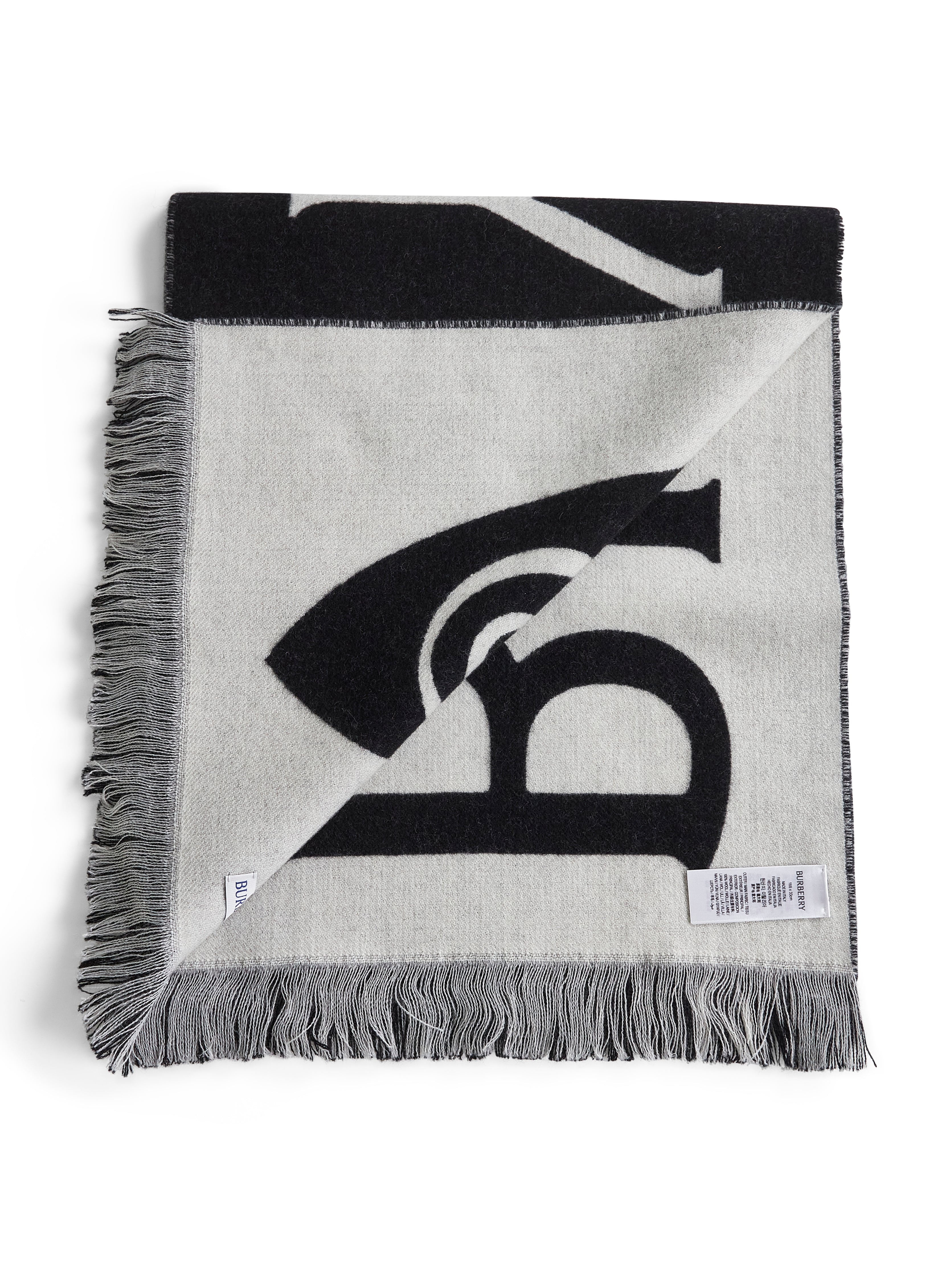 Black and white wool reversible scarf - 2