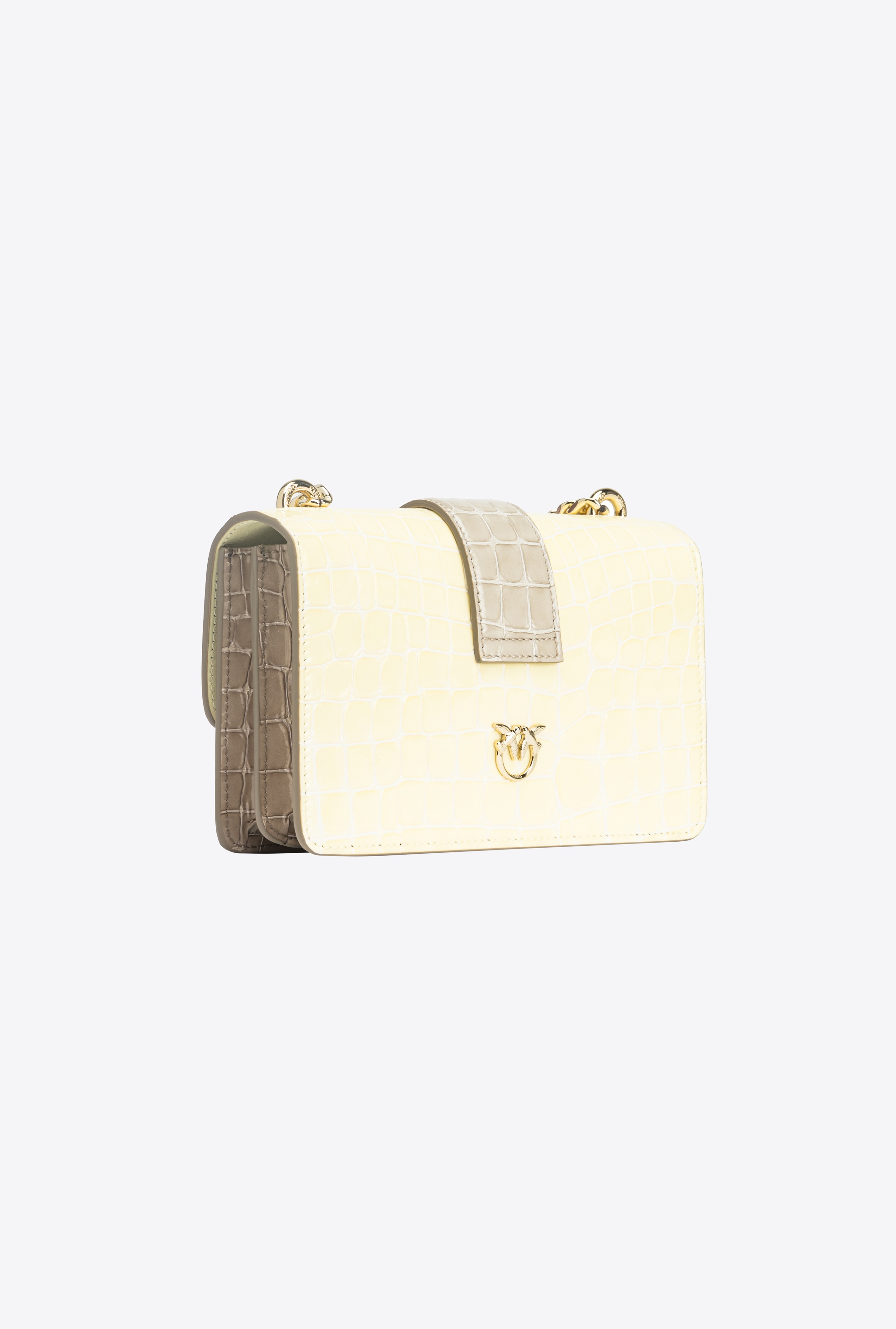 PINKO GALLERIA MINI LOVE BAG ONE IN SHINY TWO-TONE CROCODILE-PRINT LEATHER - 2