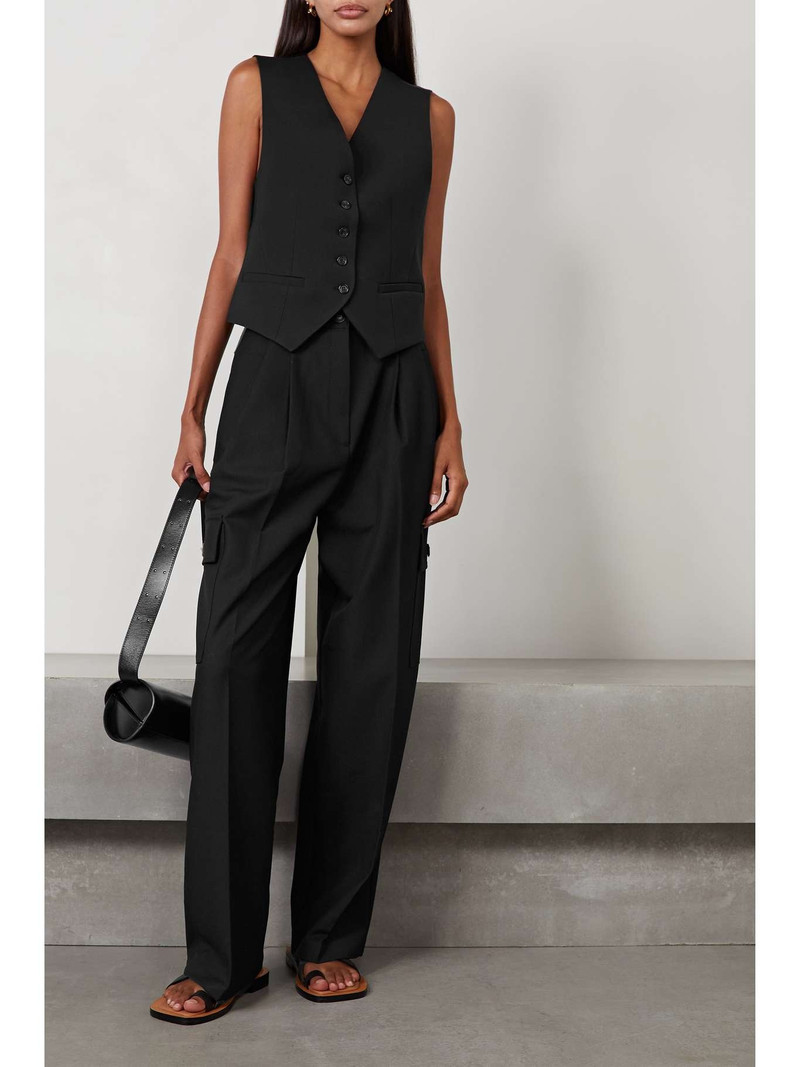 The Frankie Shop Maesa pleated woven wide-leg cargo pants outlook