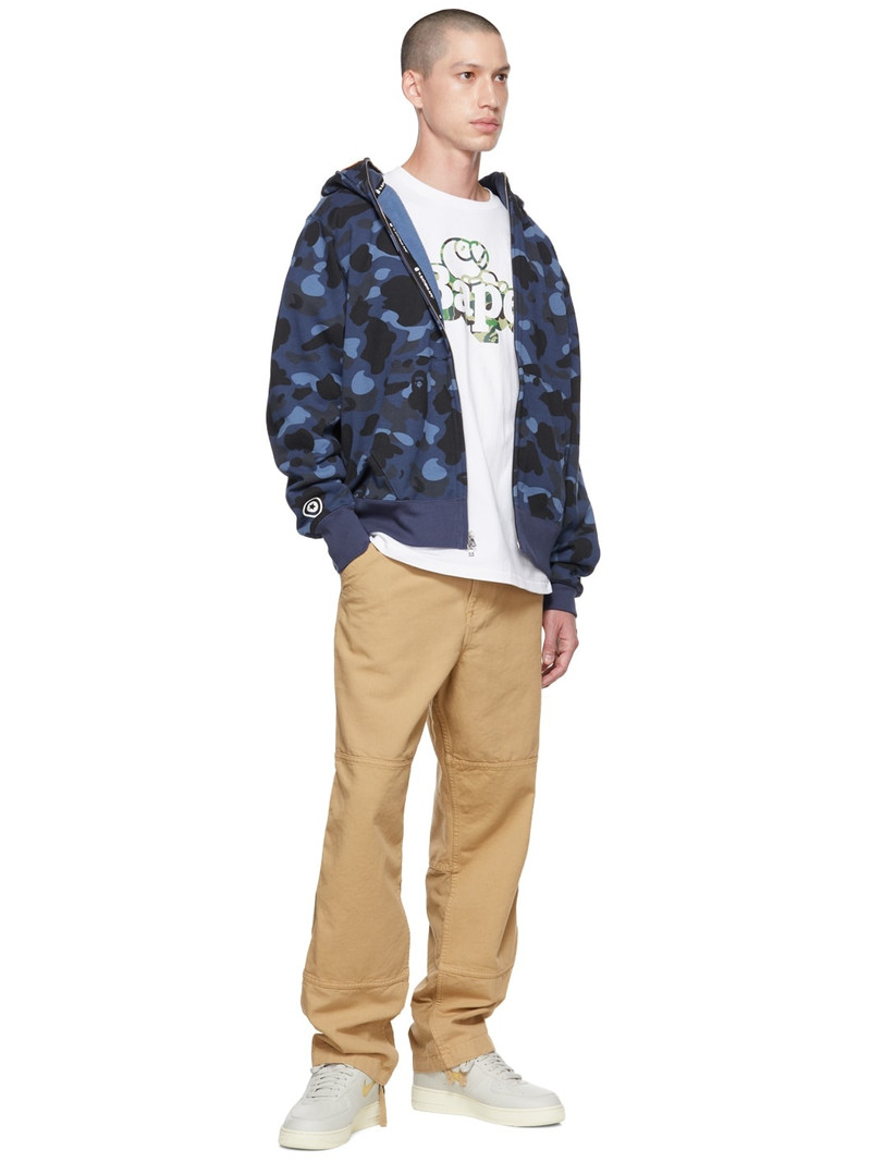 A BATHING APE® Navy Camo Shark Tiger Zip-Up Hoodie outlook