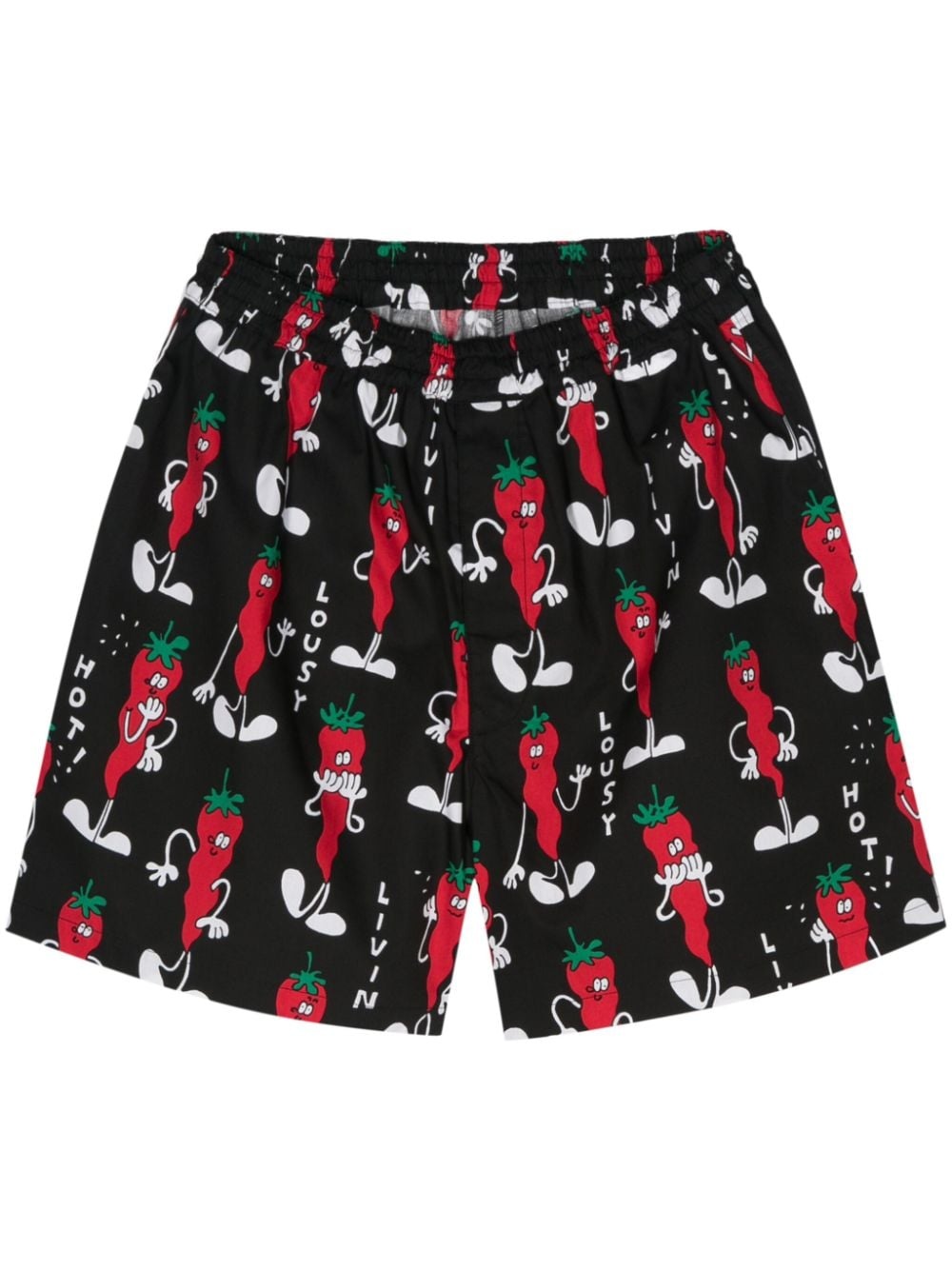 graphic-print cotton shorts - 1