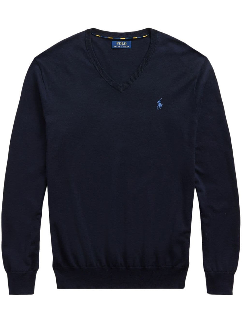 logo embroidered V-neck jumper 1