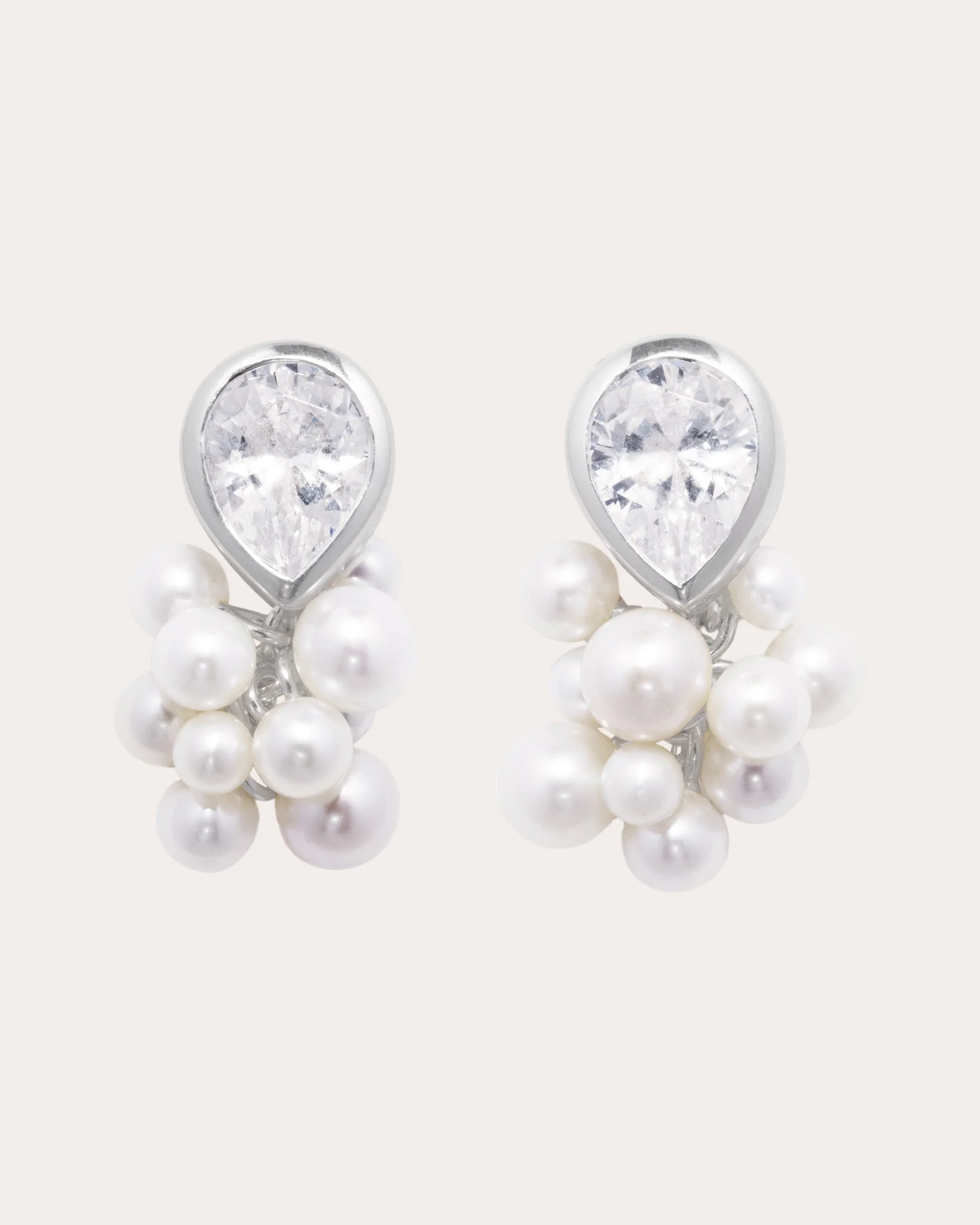 The Alchemy of Time Sterling Silver Cubic Zirconia and Pearl Earrings - 1