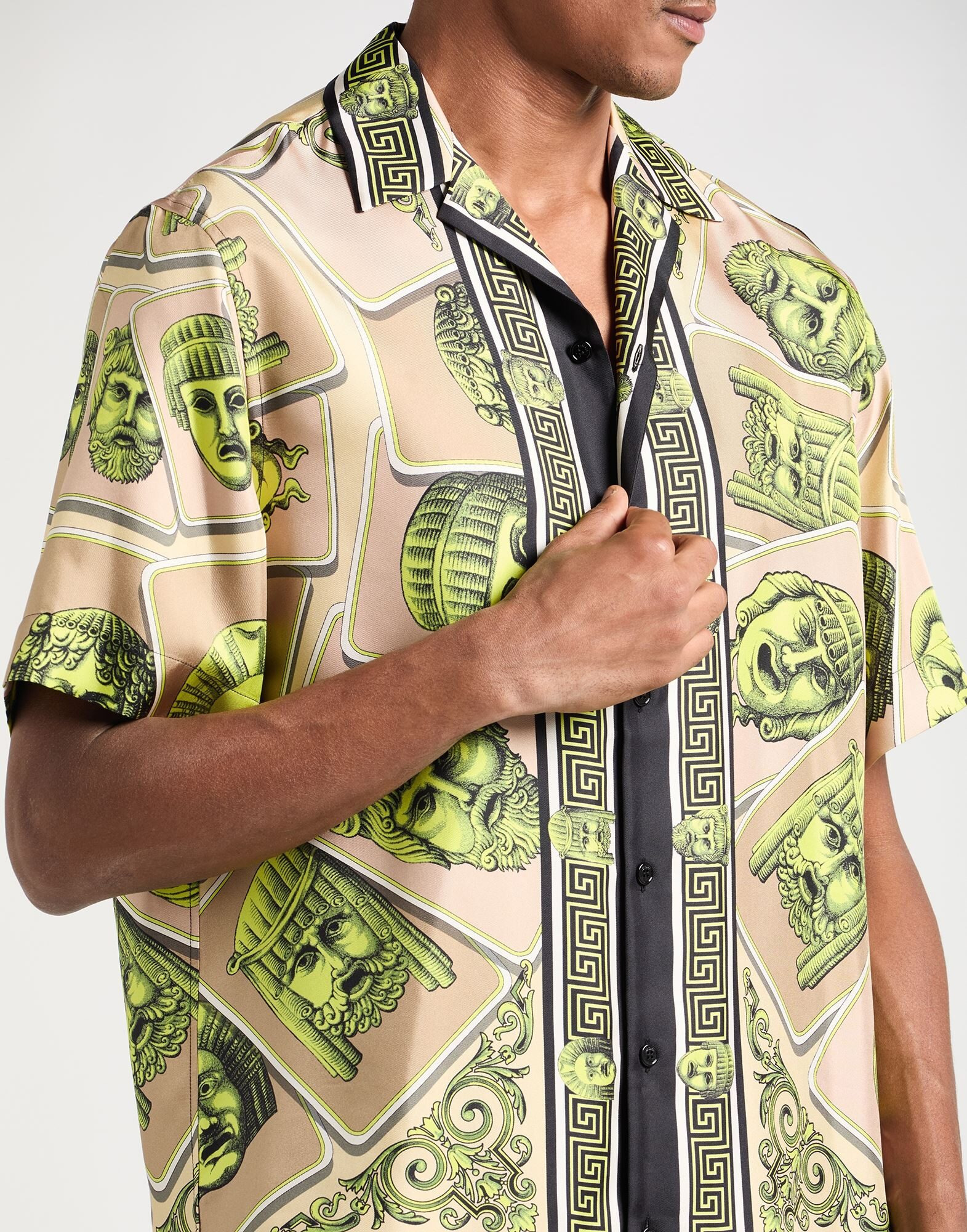 Beige Men's Patterned Shirt - 4