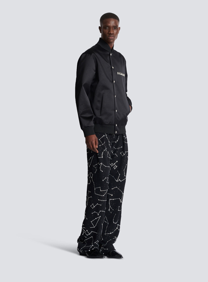 Satin bomber jacket with Balmain Galaxy embroidery 3
