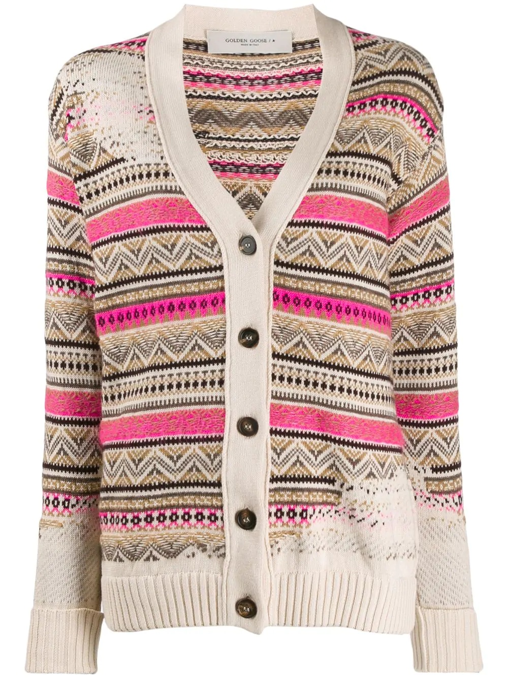 jacquard knit cardigan - 1