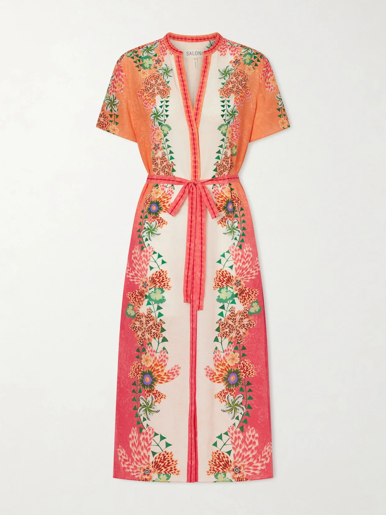 Vicki Belted Floral-print Silk Midi Dress - 1