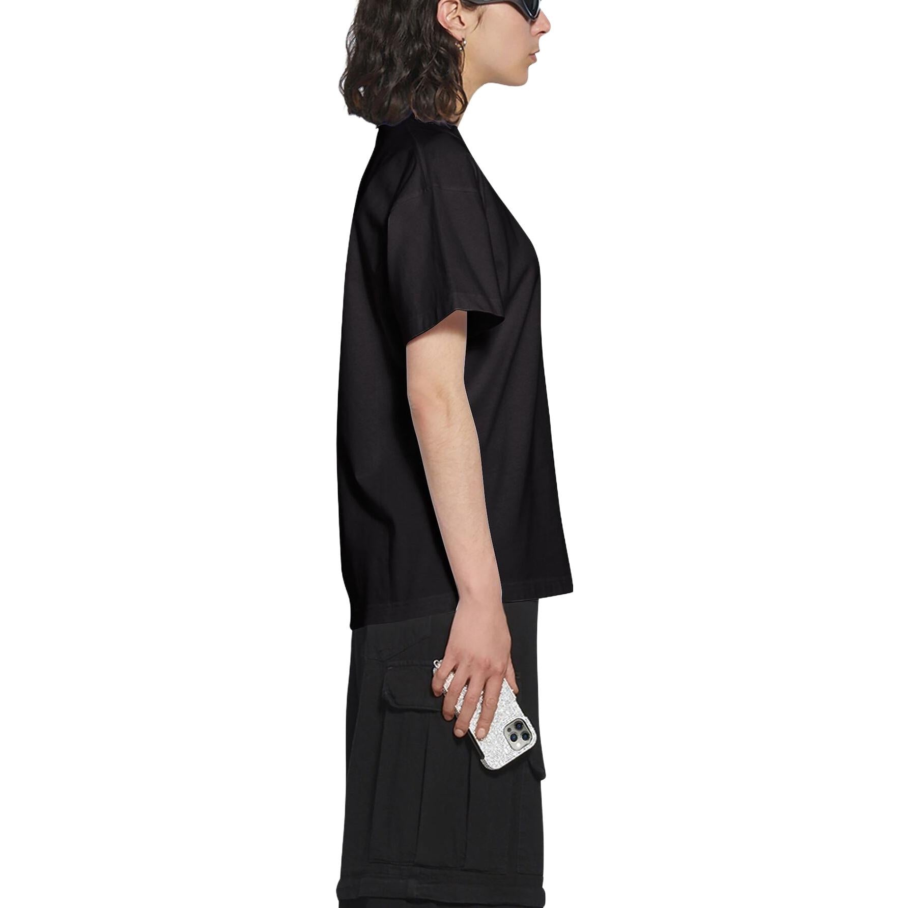 (WMNS) Balenciaga Political Campaign Logo Short Sleeve T-Shirt 'Black' 612964TKVJ11070 - 6