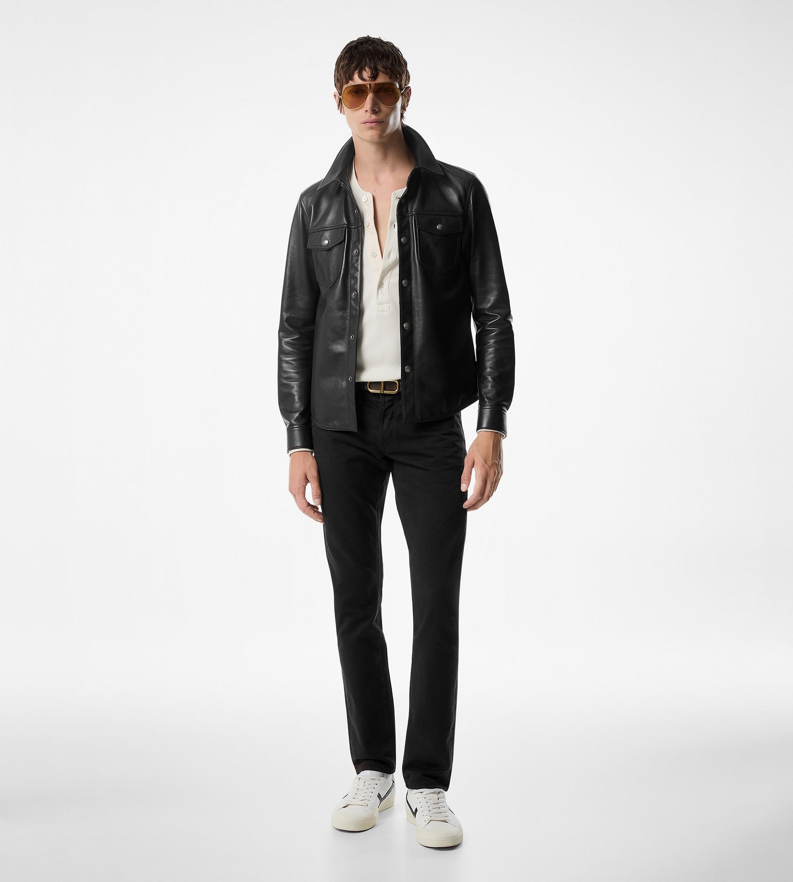 SHINY NAPPA PLONGE SNAP BUTTON OUTERSHIRT - 2