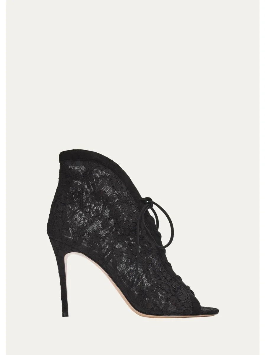 95mm Floral Lace Booties - 1