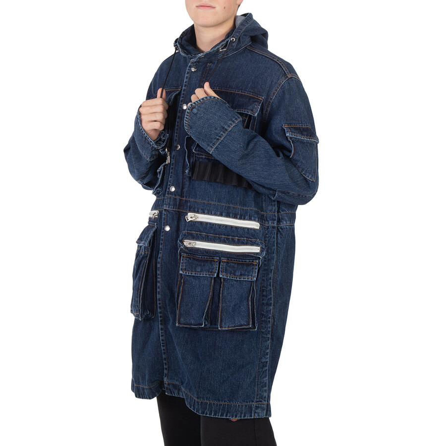 Sacai Men's L / Khaki Denim Hooded Blouson Coat - 4