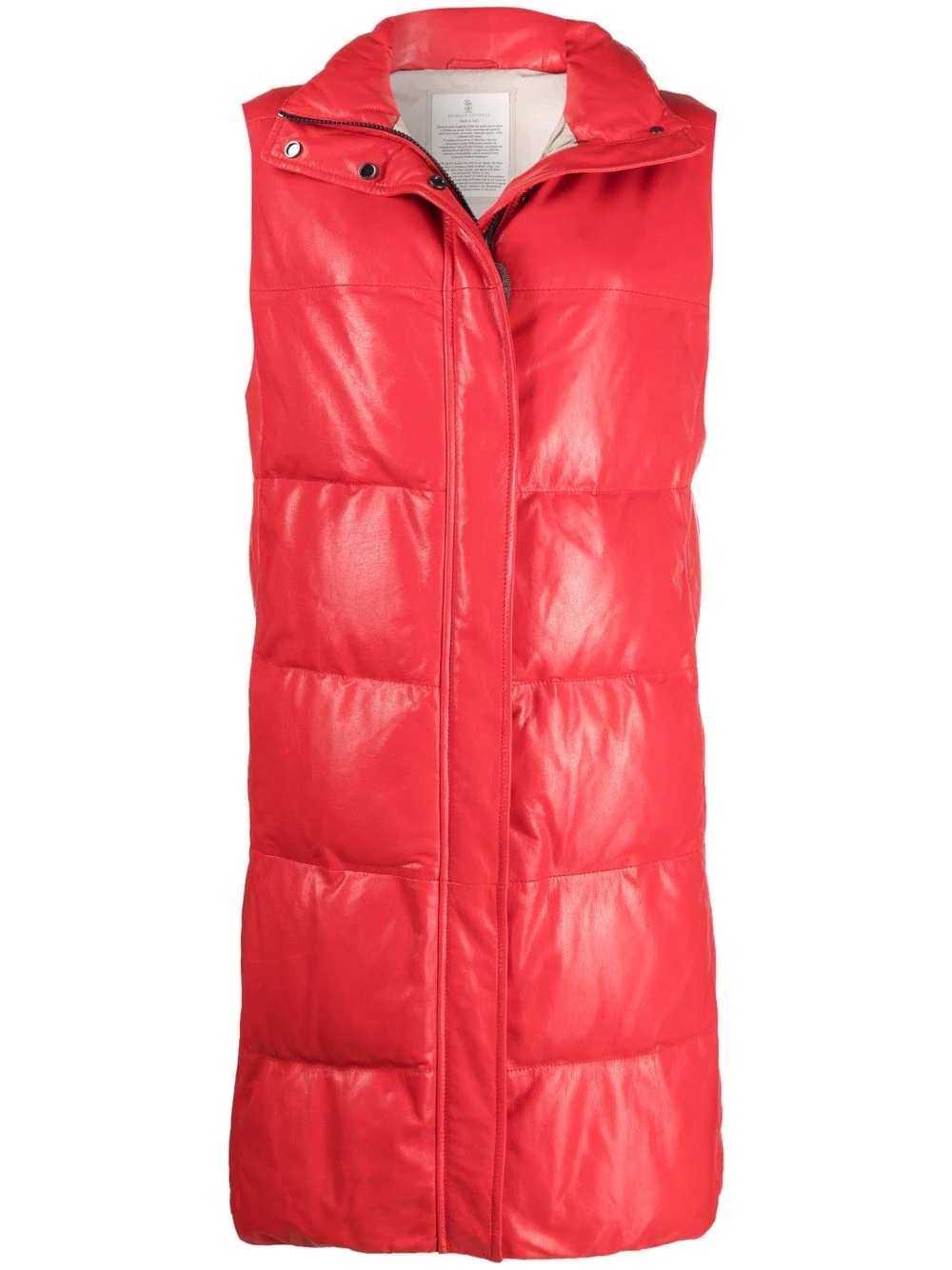 down-padded leather gilet coat - 1