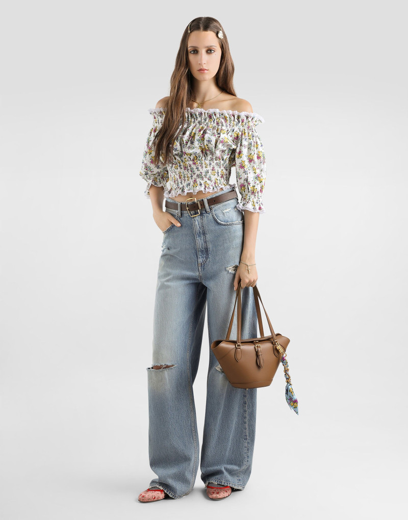 Dolce & Gabbana Small floral-print poplin top outlook