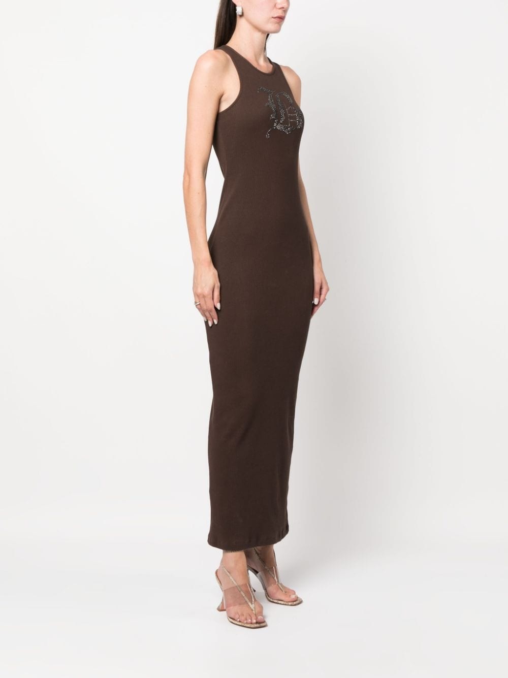 rhinestone-logo midi dress - 3