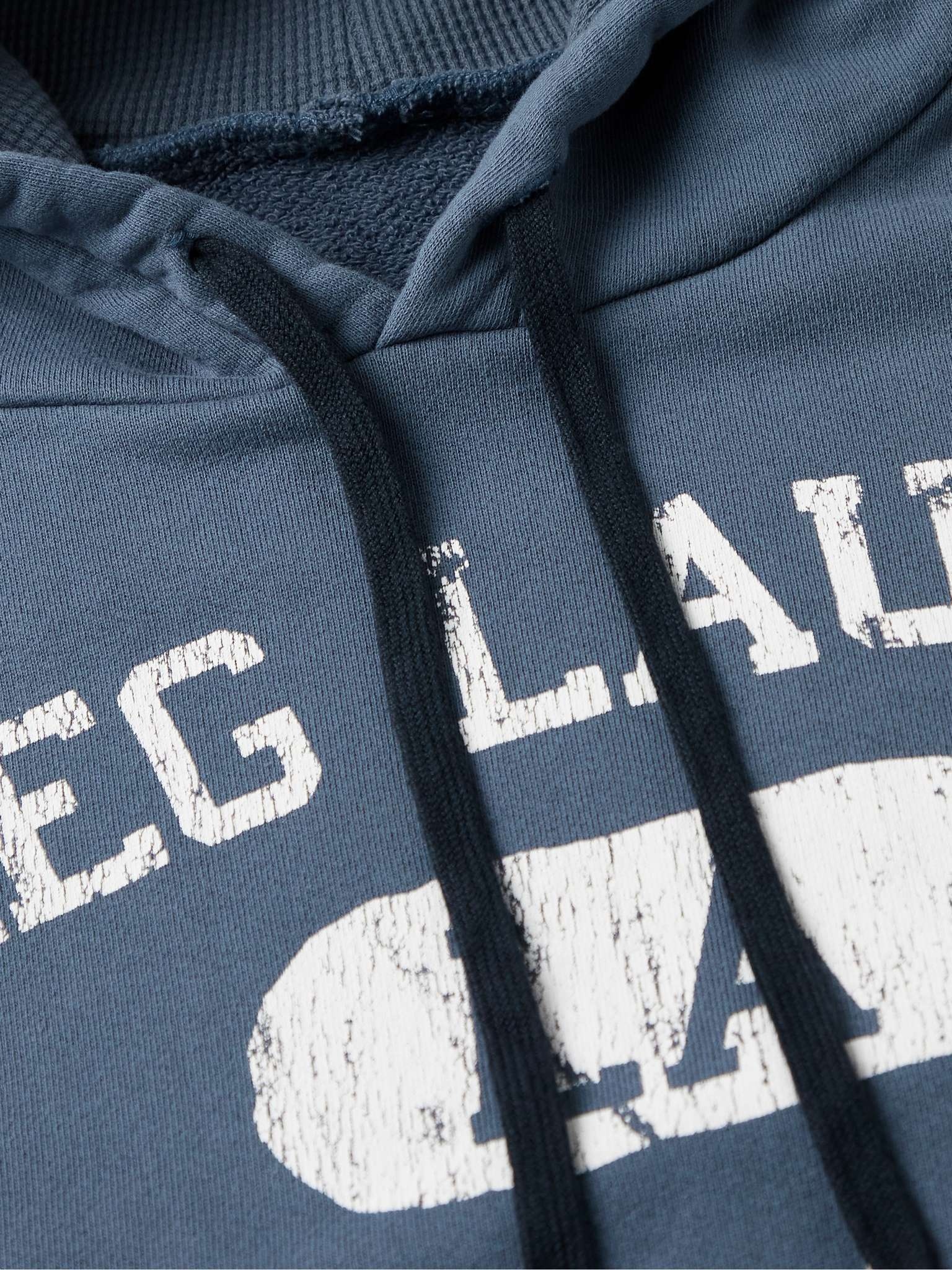 Distressed Logo-Print Cotton-Jersey, Waffle-Knit and Denim Hoodie - 5