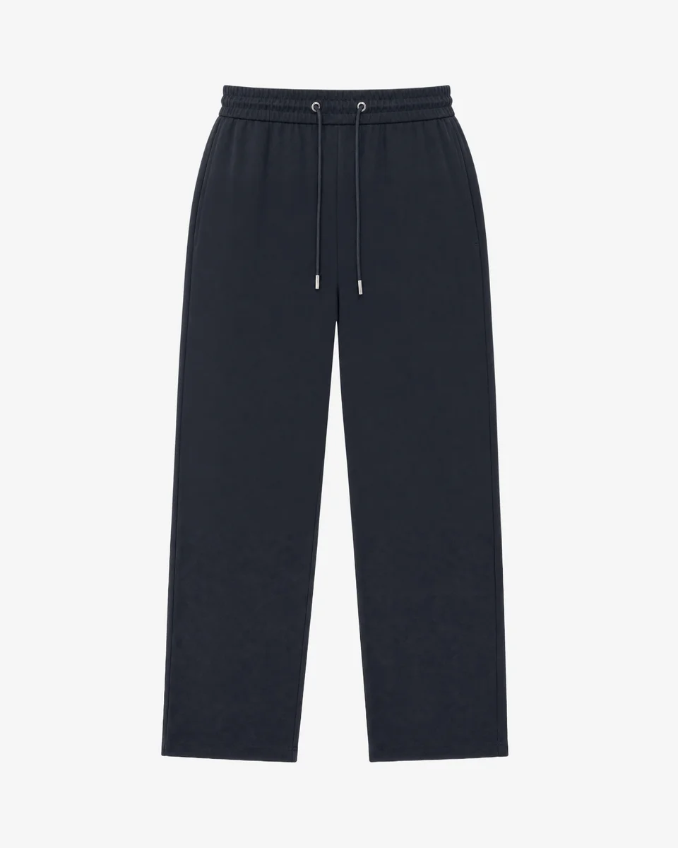 STRAIGHT-LEG NAVY WOOL PANTS - 1