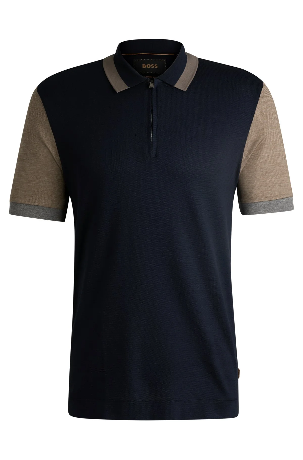 COTTON-SILK POLO SHIRT WITH CONTRAST DETAILS - 1