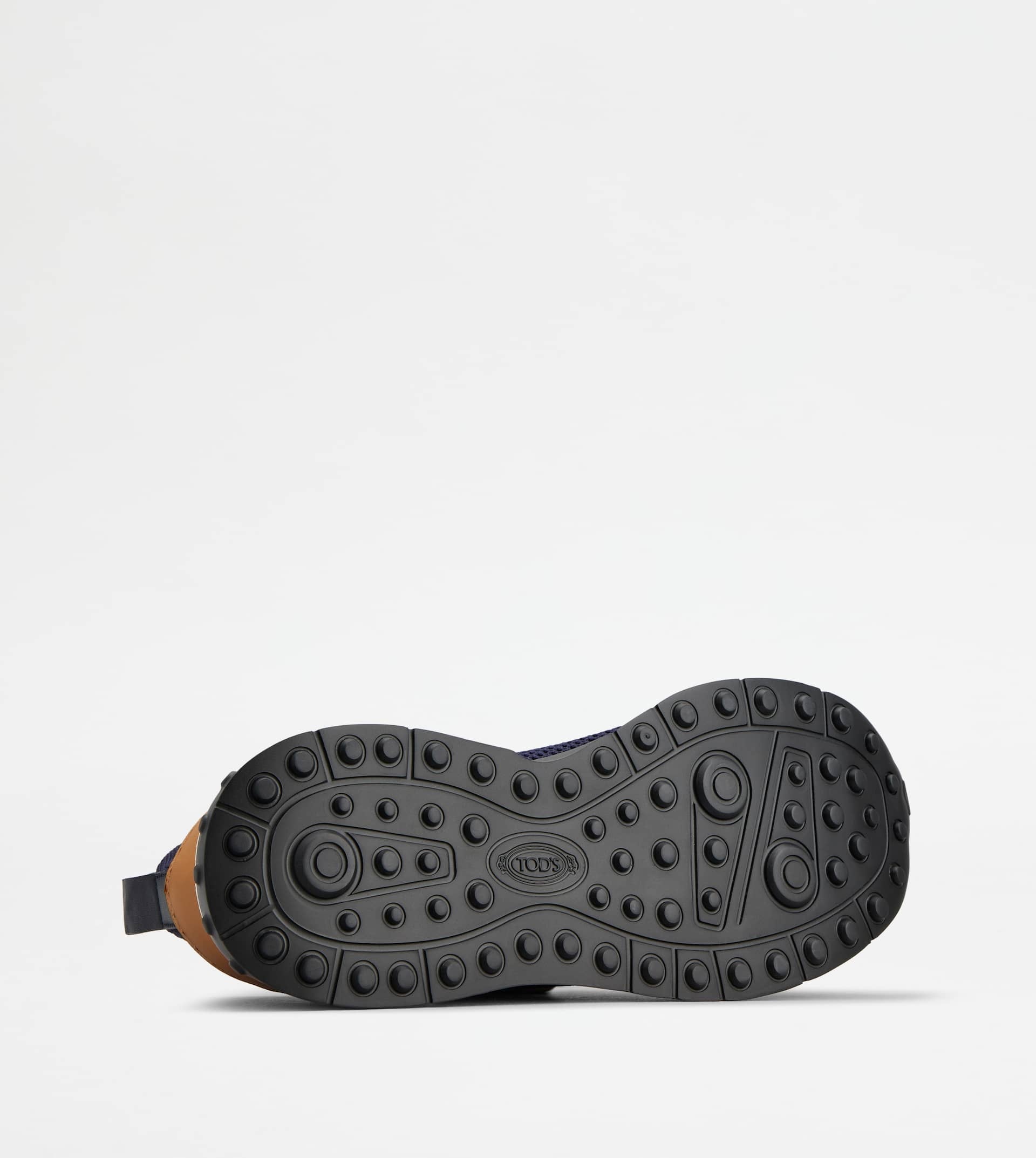 SOCK SNEAKERS IN TECHNICAL FABRIC AND LEATHER - BLUE, BROWN - 4