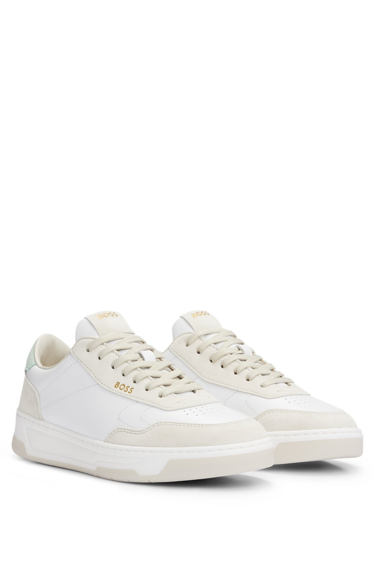 BRANDED LACE-UP TRAINERS IN LEATHER AND NUBUCK - 2