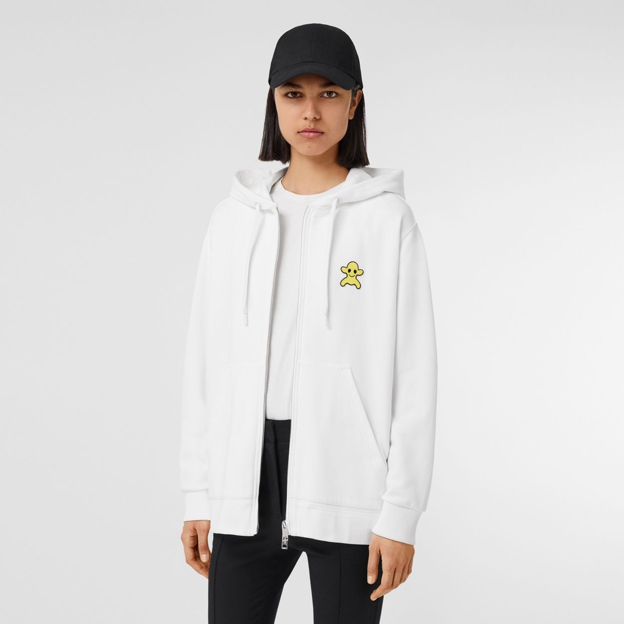 Boo Print Oversized Cotton Hooded Top - 2