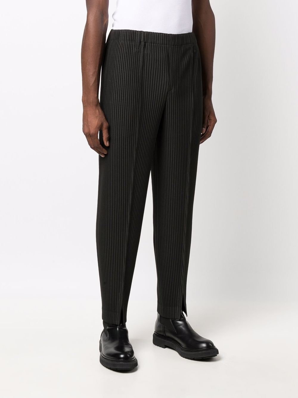 plissé-effect tapered trousers - 3