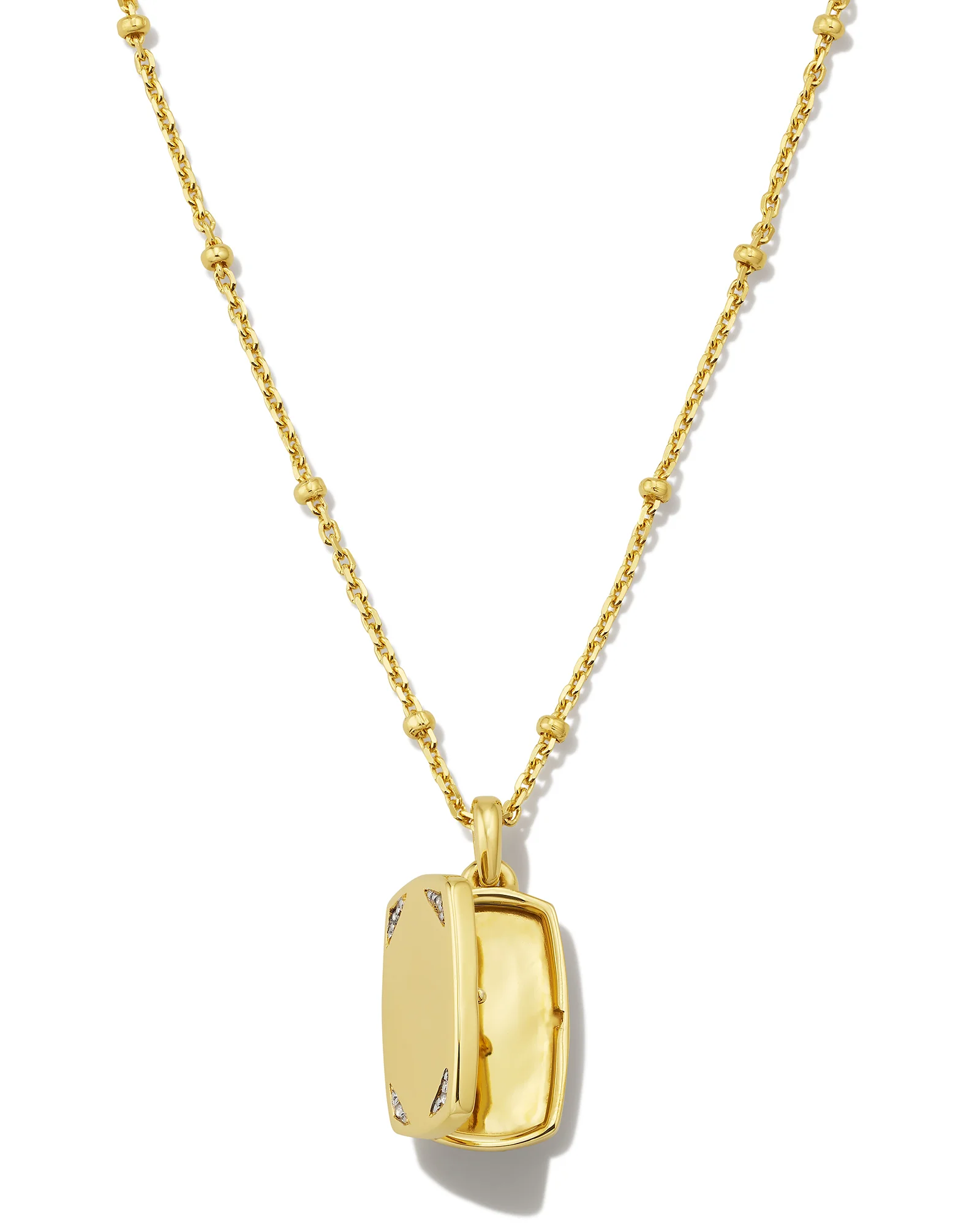 Tinsley 18k Gold Vermeil Tiny Locket Necklace in White Topaz - 1