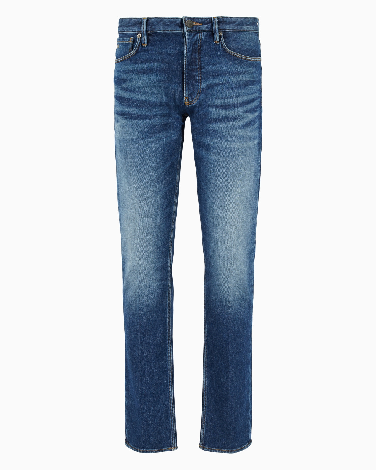 J75 Slim-fit, stone-washed stretch-denim jeans with whisker lines - 1