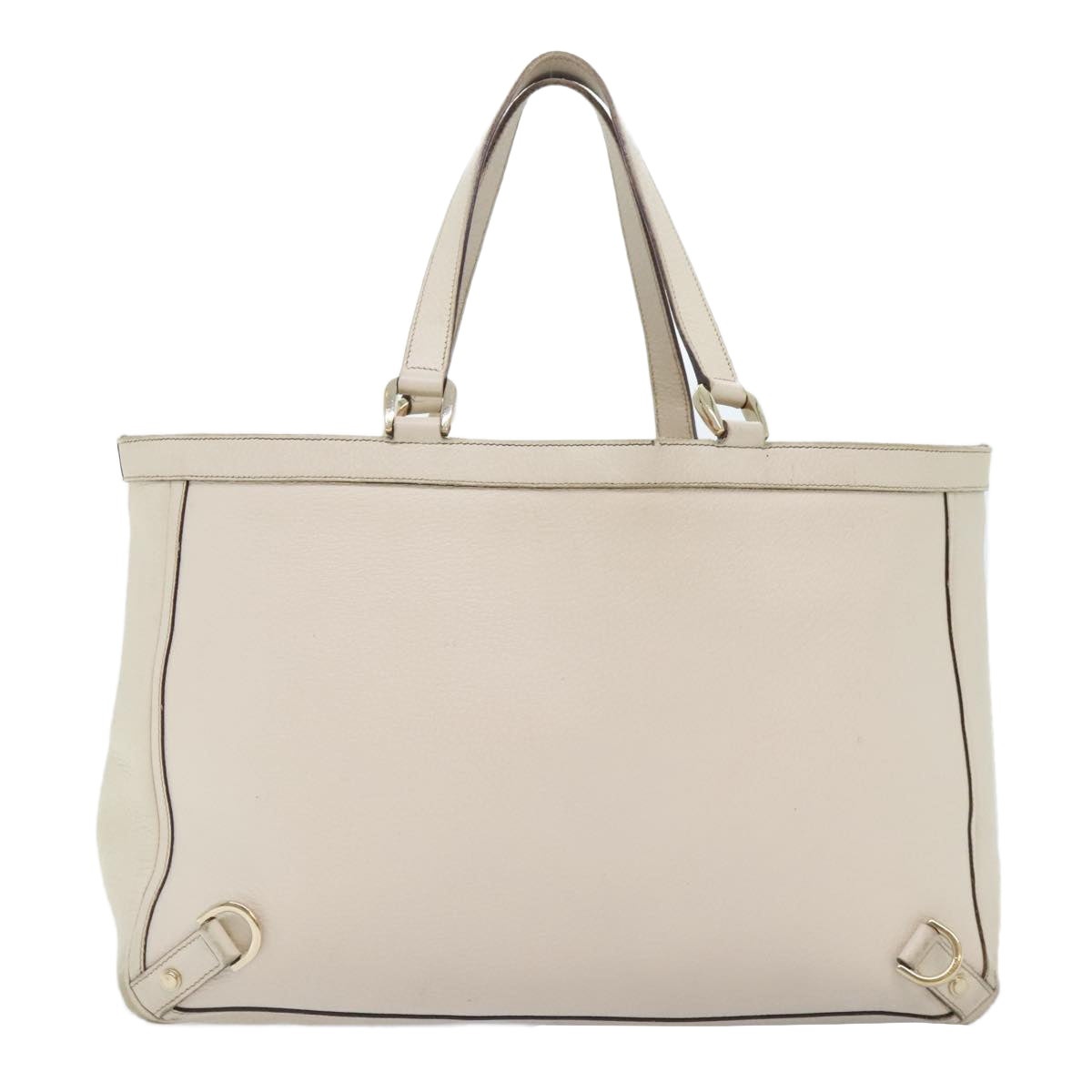 GUCCI Tote Bag Leather White Gold - 3