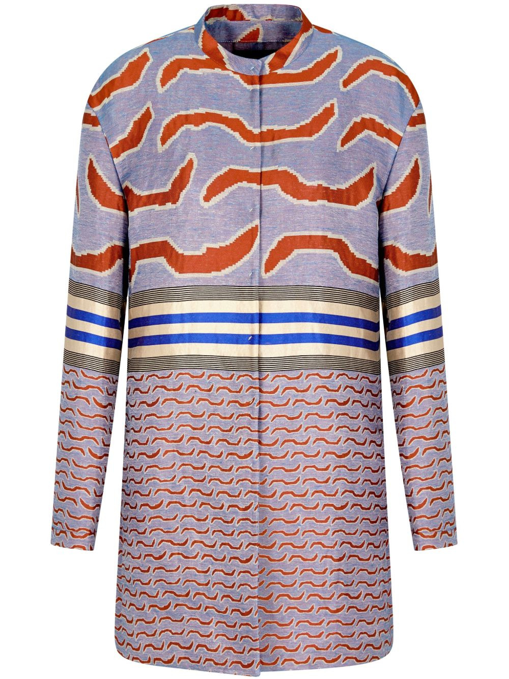patterned-jacquard coat - 1