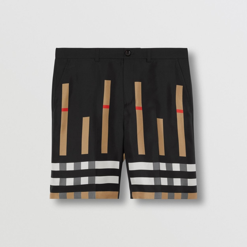 Sliced Check Silk Tailored Shorts 1